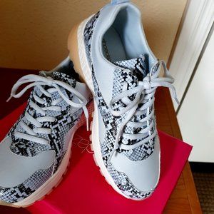 PRICE DROP - Shoedazzle, Lizard pattern tennis shoe, Size 7 1/2, Light blue